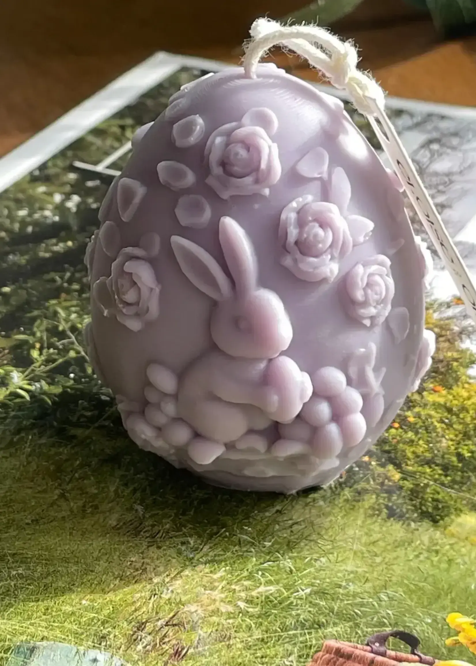 Eloise & Oliver Bunny Meadow Egg Candle - Violet