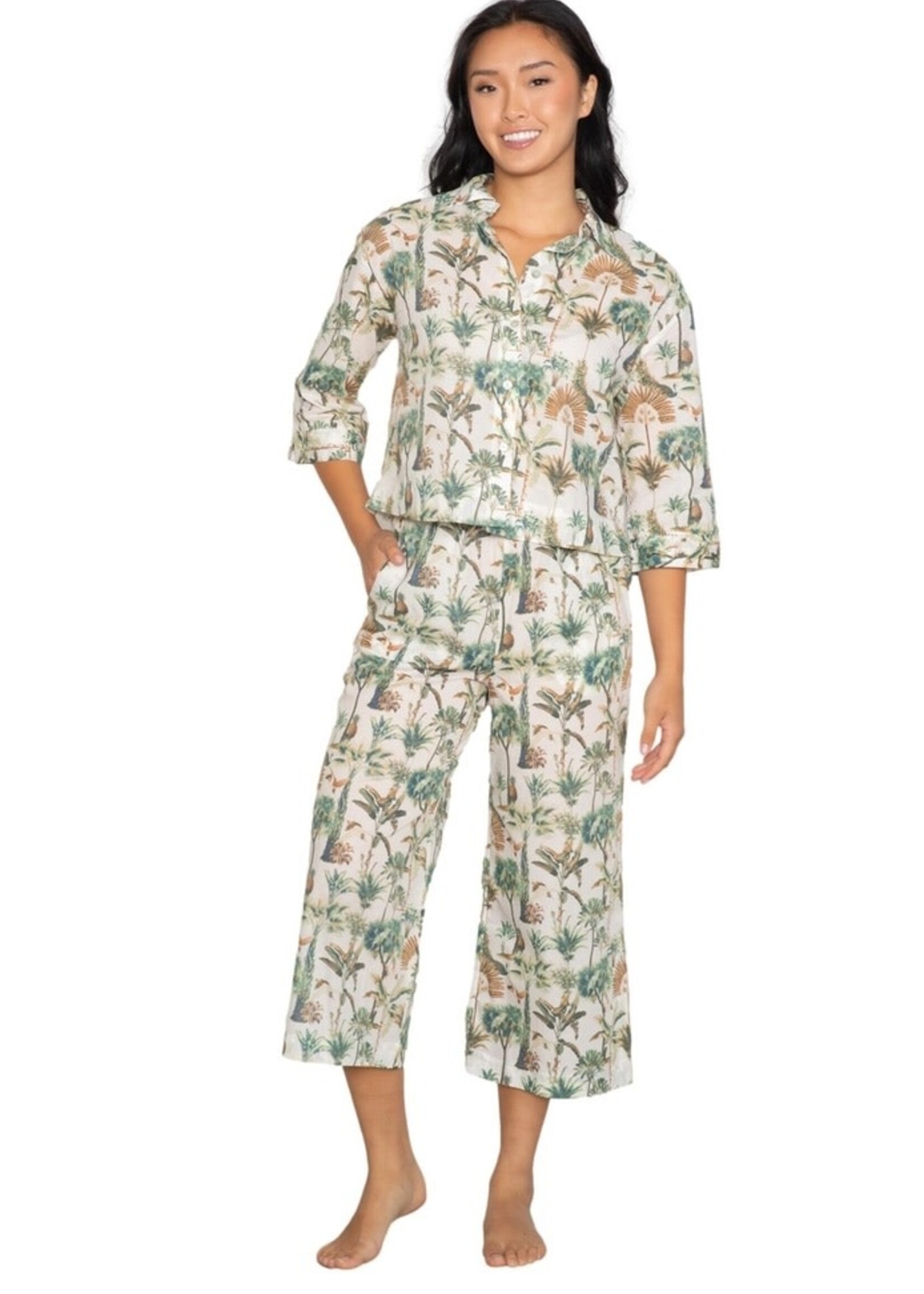 Latte Love Drop Shoulder 3/4 Shirt & Capri Set