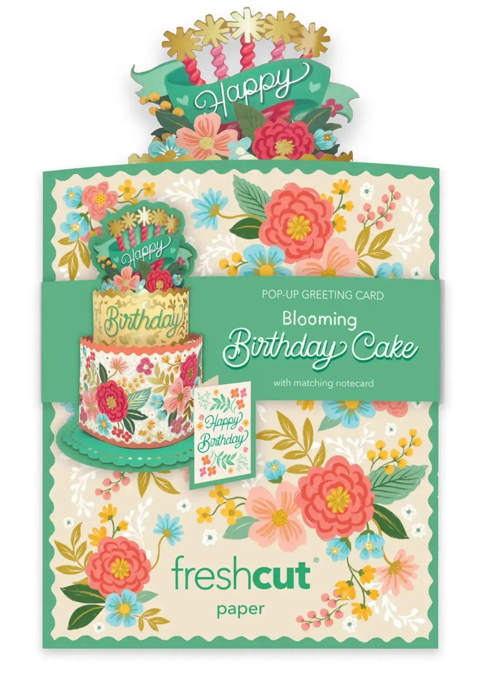 Fresh Cut Flowers Mini Pop-Up Card - Blooming Birthday Cake