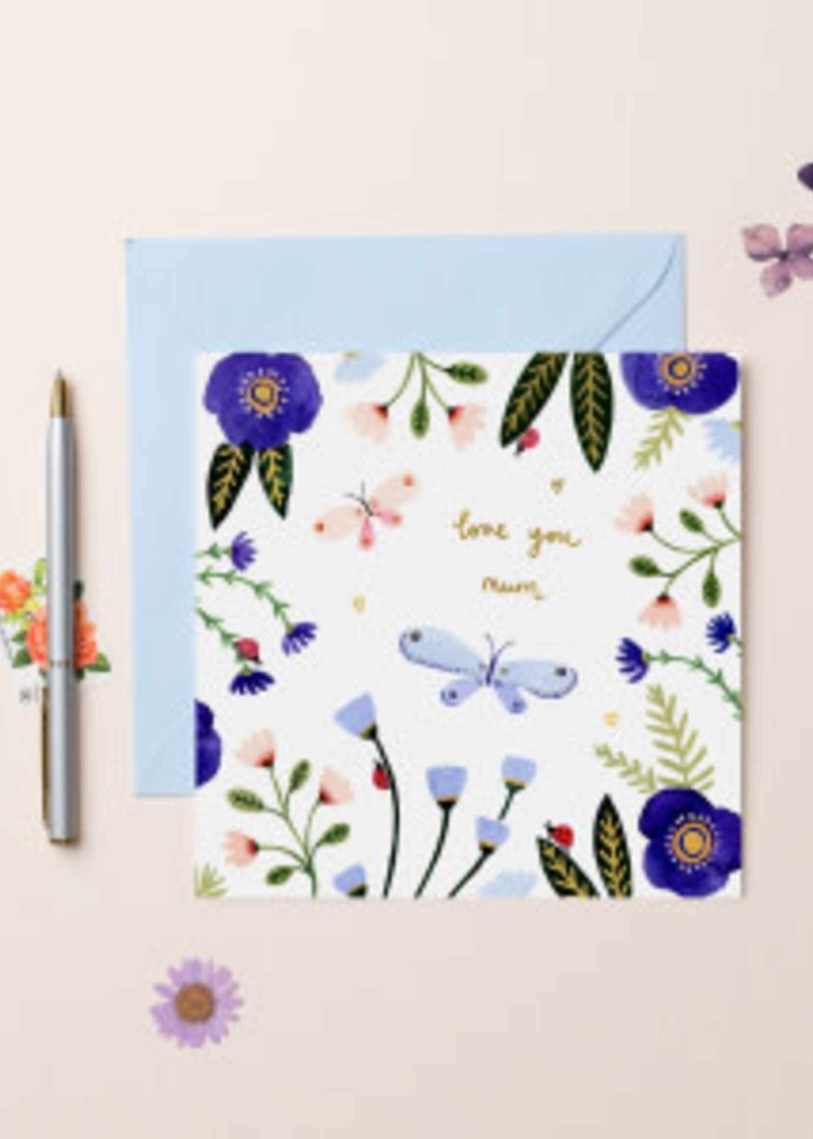 Love You Mum - Anemones & Butterflies