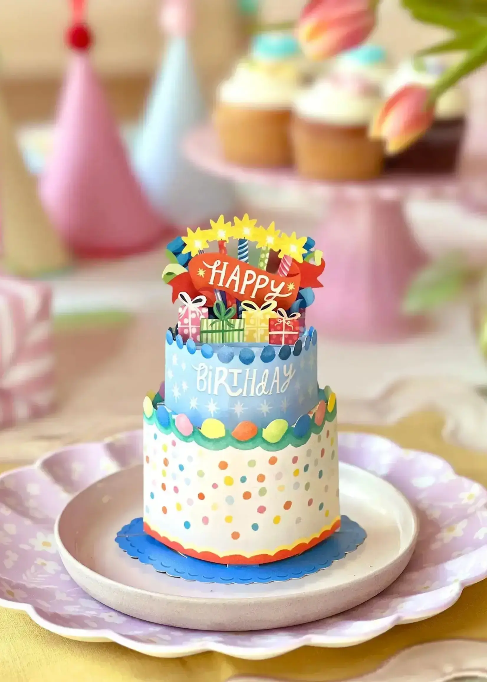 Fresh Cut Flowers Mini Pop-Up Card - Confetti Birthday Cake