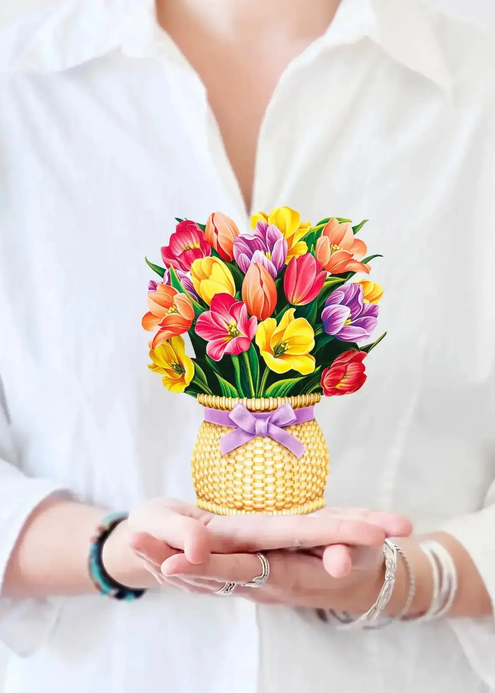 Fresh Cut Flowers Mini Pop Up Card - Festive Tulips