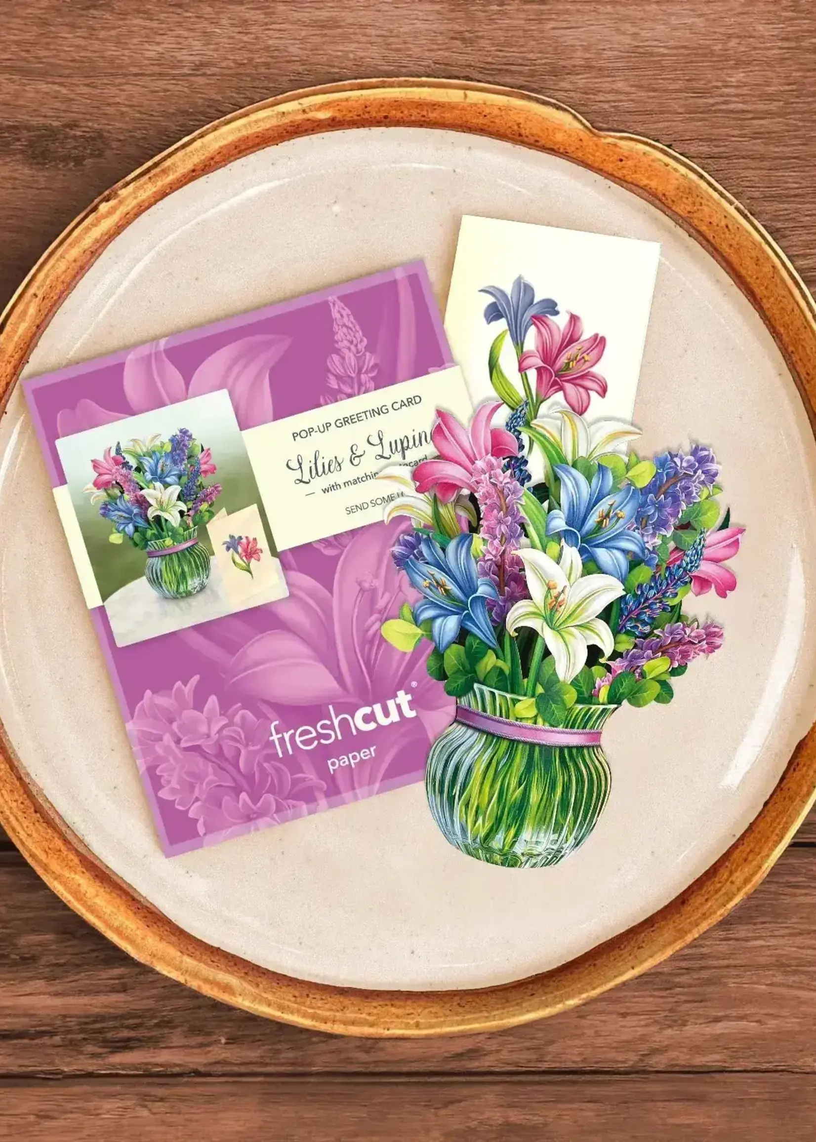 Fresh Cut Flowers Mini Pop Up Card - Lillies & Lupines