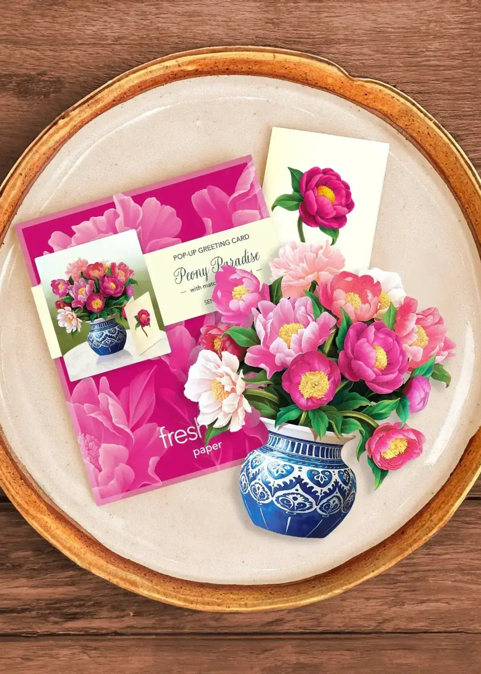 Fresh Cut Flowers Mini Pop Up Card - Peony Paradise