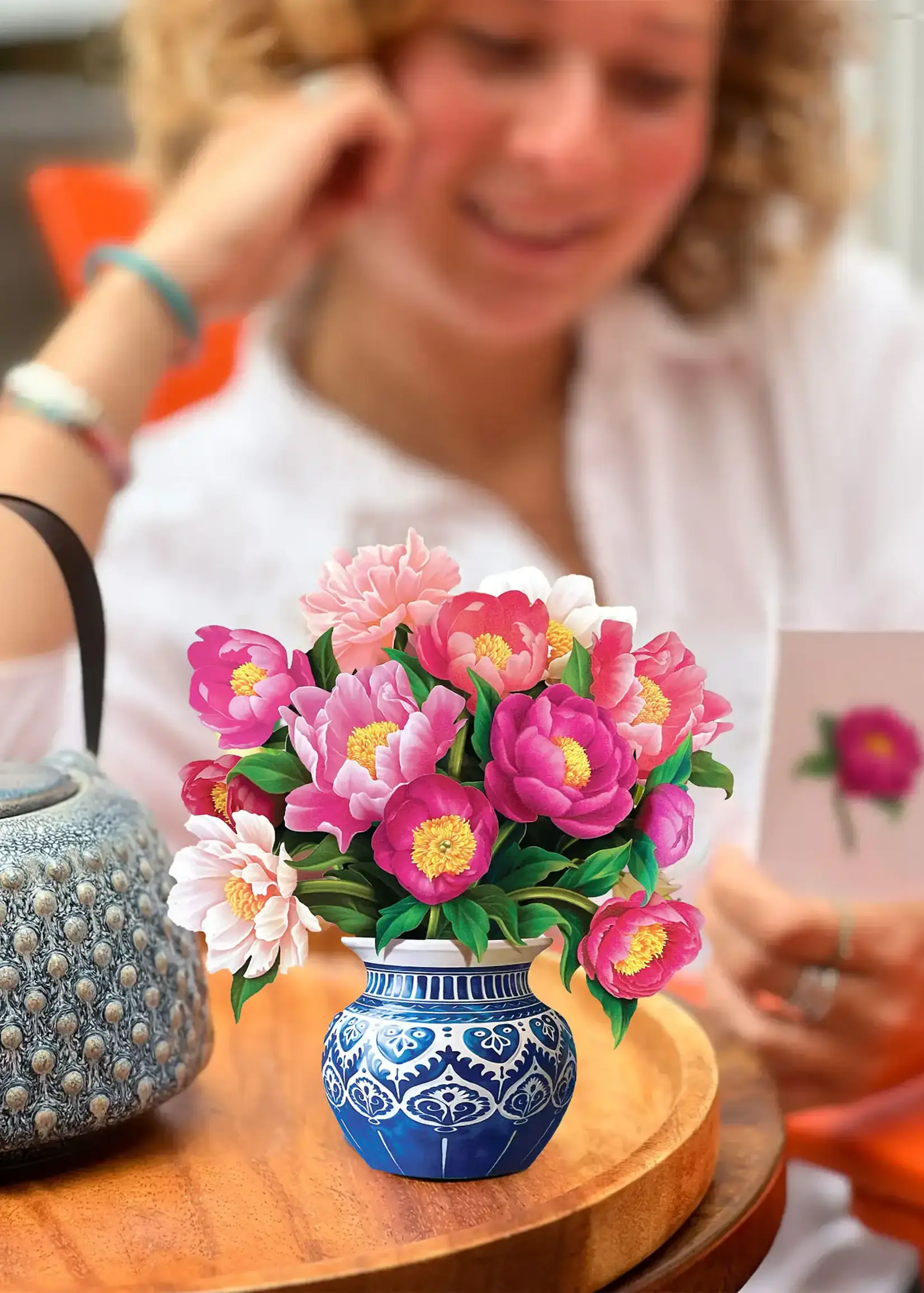 Fresh Cut Flowers Mini Pop Up Card - Peony Paradise