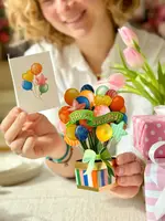 Fresh Cut Flowers Mini Pop Up Card - Birthday Balloons