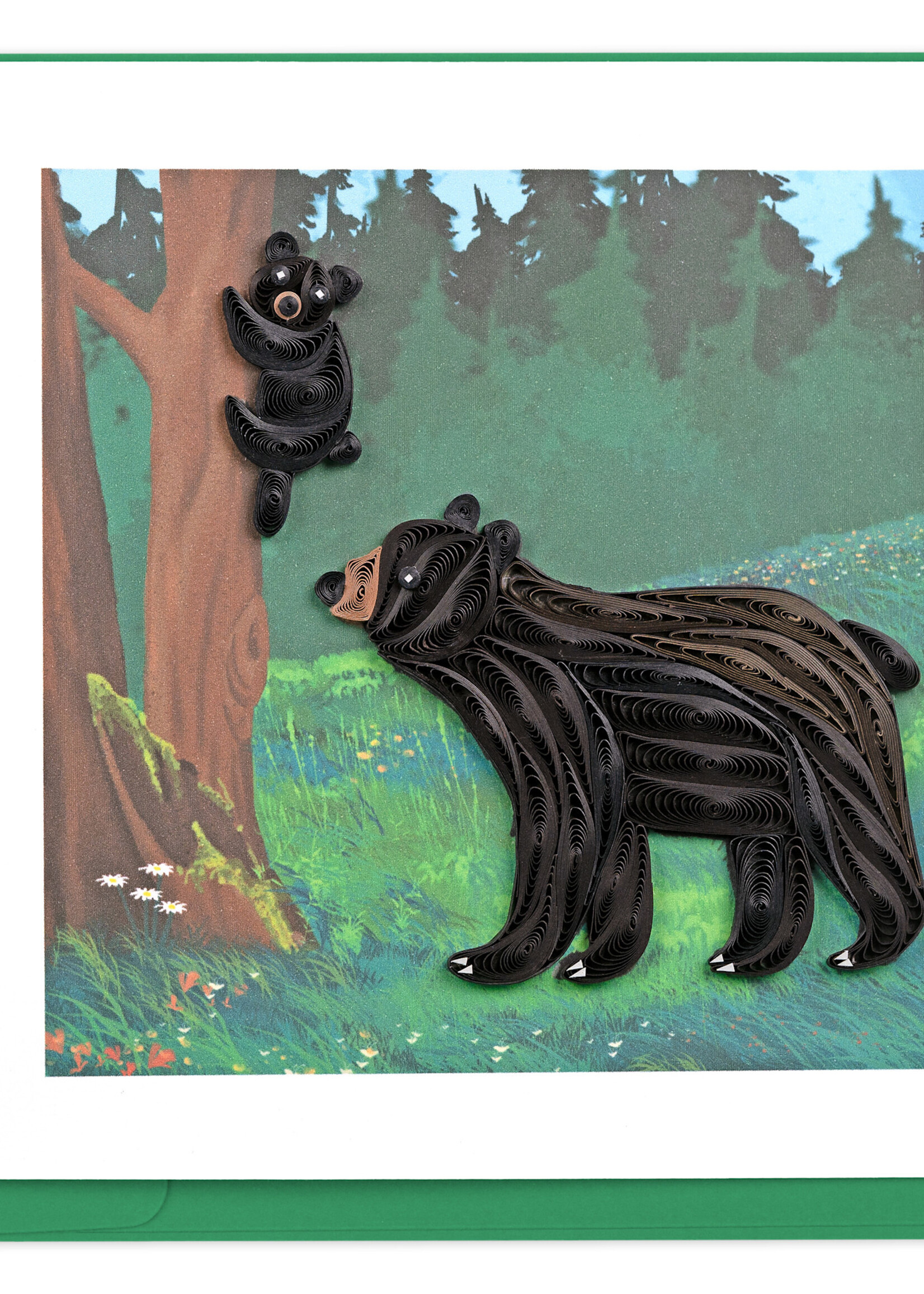 quillingcard Black Bear and Cub
