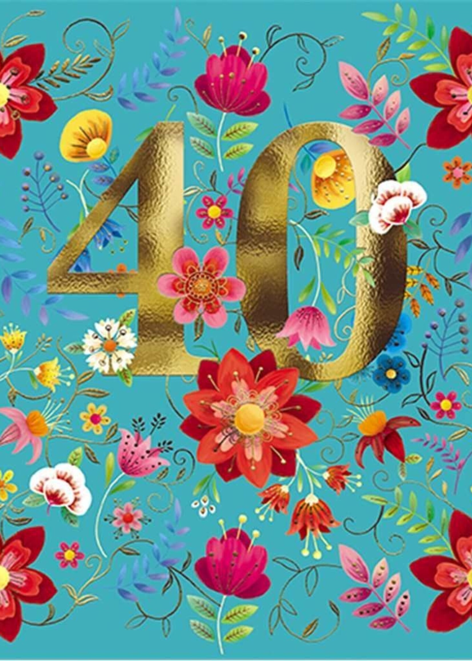 40 - Flowers on Teal