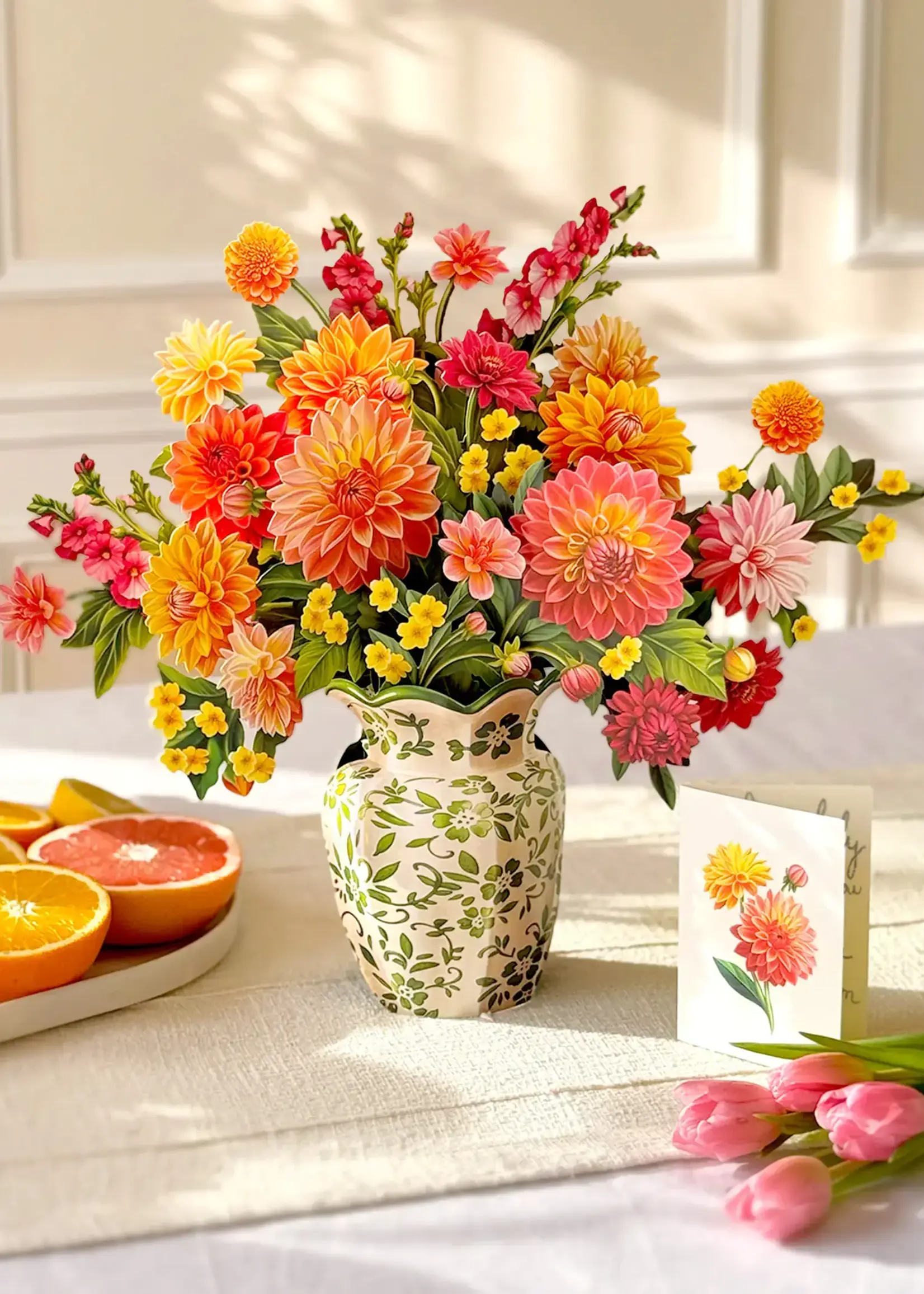 Fresh Cut Flowers Pop-Up Cards - Dahlia Sunrise