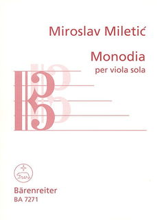 Barenreiter Miletic, Miroslav: Monodia (viola solo) Barenreiter
