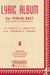 HAL LEONARD Whistler, Henry: Lyric Album (2 violins & piano)