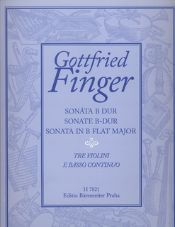 Barenreiter Finger, Gottfried:  Sonata in Bb Major for 3 Violins and basso continuo, score & parts, Barenreiter