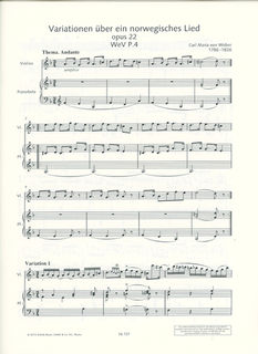 HAL LEONARD Weber, Carl Maria von: Variations on a Norwegian Tune, Op. 22 (violin & piano)