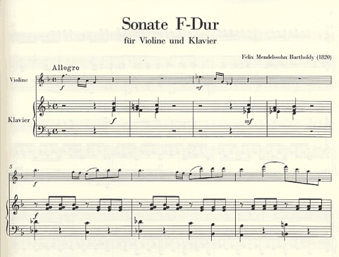 Mendelssohn (Unger): Sonata in F Major (1820)(violin & piano) Deutscher Verlag