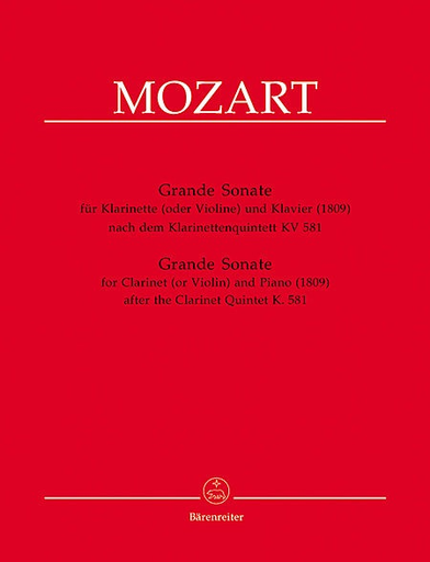 Barenreiter Mozart, W.A.: Grande Sonate KV 581 (violin or clarinet & piano), Barenreiter