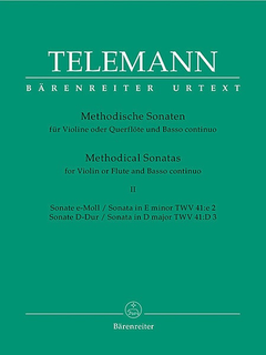 Barenreiter Telemann: Twelve Methodical Sonatas, Vol.2 E mi & D maj (violin & piano, cello) Barenreiter