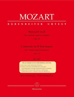 Barenreiter Mozart, W.A. (Mahling): Concerto No. 1 in Bb Major, KV 207 (violin & piano) Barenreiter Urtext