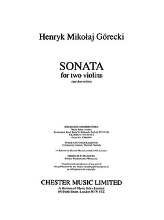 Gorecki, Henryk: Sonata (2 violins) - Special Import