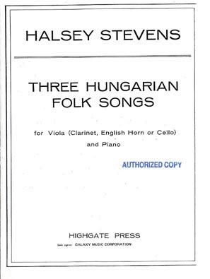 Galaxy Music Stevens, Halsey: 3 Hungarian Songs (viola & piano)