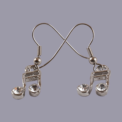 Lauren-Spencer Genuine Crystal, Silver-Colored 16th Note Earrings