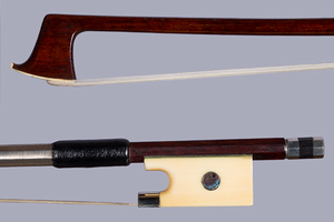 Snakewood viola bow, ivory/silver