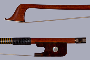 Tortoise & Gold round Pernambuco cello bow, 78.9g | Metzler Violins