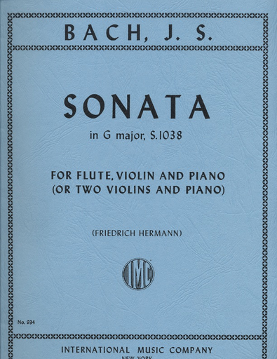 International Music Company Bach, J.S.: Sonata in G Major, S.1038 (violin, flute, and piano)(two violins, and piano)