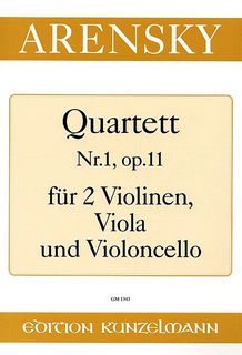 Arensky, Anton: String Quartet No. 1 Op.11 (2 violins, viola, cello) set of parts