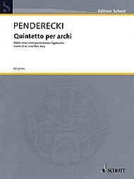 HAL LEONARD Penderecki, K.: Quintetto Per Archi (string quintet: 2 violins, viola, cello, and bass)
