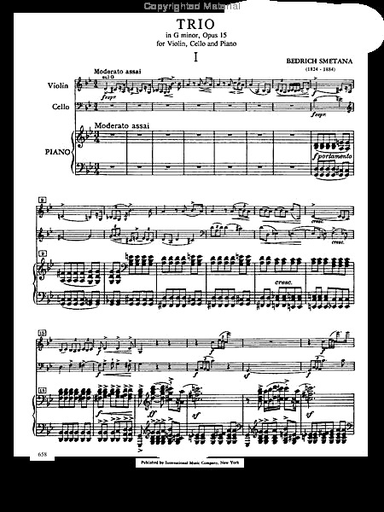 International Music Company Smetana, B.: Trio in G minor Op.15 (violin, cello, piano)