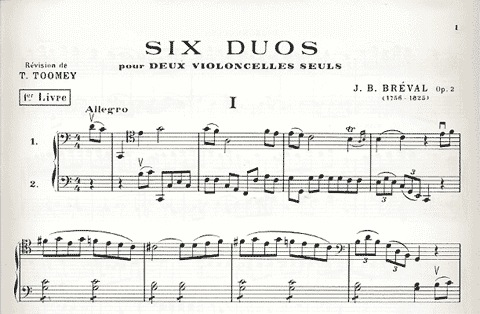 Edition Delrieu Breval, J.B.: Six Duets for 2 Cellos Alone, Bk.1 (two cellos)