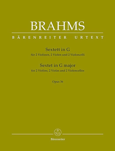 Barenreiter Brahms (Hogwood): Sextet No.2 in G Major, Op.36 - URTEXT (string sextett) Barenreiter