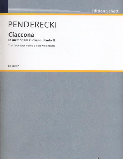 HAL LEONARD Penderecki: Ciaccona (violin & viola/or cello)