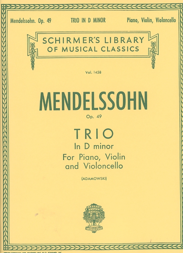 HAL LEONARD Mendelssohn, Felix: Trio in D Minor (piano, Violin & cello)