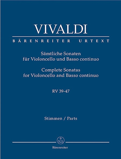 Barenreiter Vivaldi (Hoffmann): (Score/Parts) Complete Sonatas, RV39-47 - Barenreiter Urtext (cello & basso continuo)