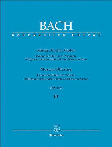 Barenreiter Bach, J.S.: Canons for Flute, 2 Violins, Basso Continuo from Musical Offering Barenreiter