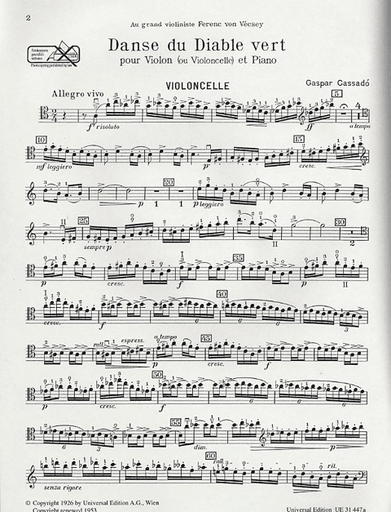 Carl Fischer Cassado, G: Suite (cello)