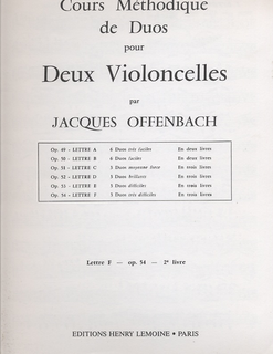 Carl Fischer Offenbach, Jacques: Cours Methodique de Duos Op.52 no. 2 (2 cellos)