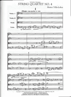HAL LEONARD Villa-Lobos, Heitor: String Quartet No. 4 score and parts