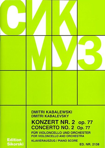 HAL LEONARD Kabalevsky, Dmitri: Cello Concerto No.2, Op.77 (cello & piano)