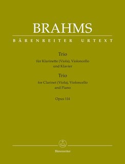 Barenreiter Brahms (Hogwood): Trio in A minor for Clarinet, Cello, & Piano, Op.114 - URTEXT (clarinet/viola, cello, & piano) Barenreiter