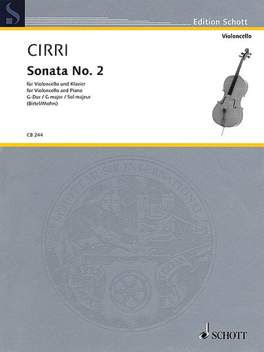 HAL LEONARD Cirri, G.B. (Birtel /Mohrs, ed.): Sonata No. 2 in G Major (cello and piano/basso continuo)