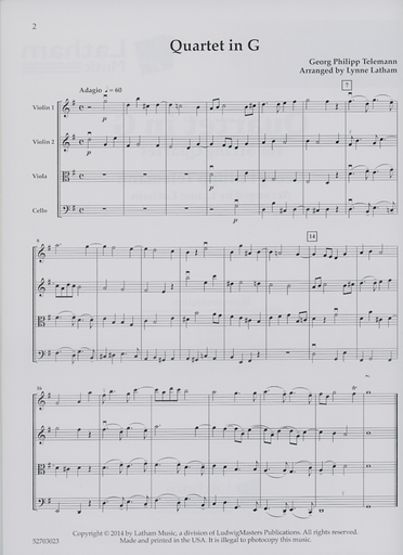 LudwigMasters Telemann, G.P. (Latham, arr.): Quartet in G, score & parts