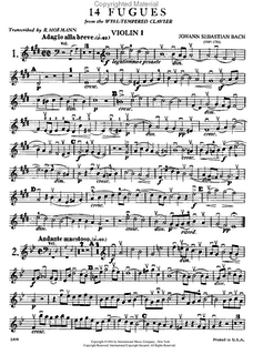 International Music Company Bach, J.S.: 14 Fugues from the Well-Tempered Clavier, Volume I  For string quartet (set of parts)