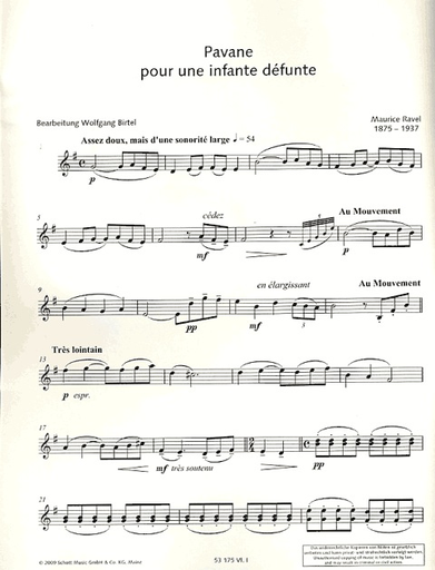 HAL LEONARD Ravel, M (Birtel, arr.): Pavane Pour Une Infante Defunte (2 violins, viola, and cello)