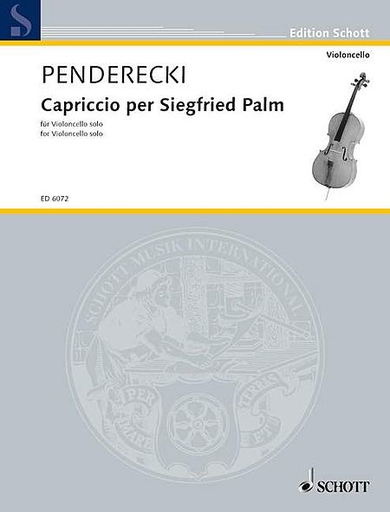 HAL LEONARD Penderecki, Krzysztof: Capriccio for Siegfried Palm (cello solo)