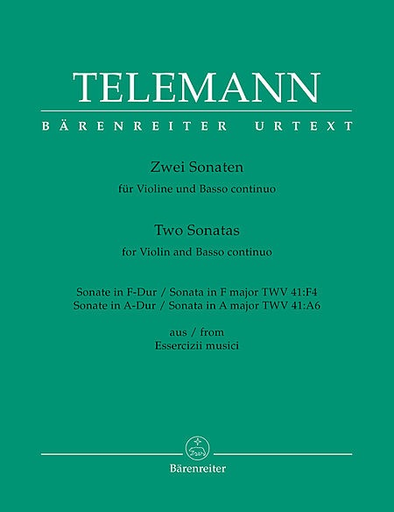 Barenreiter Telemann, G.P.: Two Sonatas for Violin & Basso Continuo (violin, piano, cello) Barenreiter