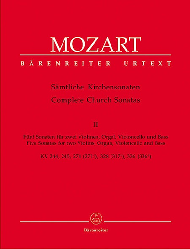 Barenreiter Mozart, W.A.: Complete Church Sonatas Vol.2 (2 Violins, organ, cello & bass) Barenreiter