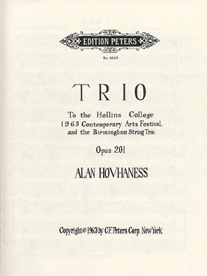 Hovhaness, Alan: Trio Op. 201 (violin, viola, cello)