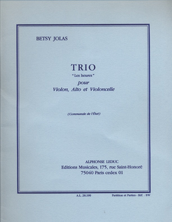 Jolas, Betsy: Trio L'Heures (violin, Viola & cello) score & parts